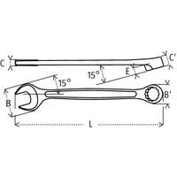 B / B': testa ØC: spessore forcaC': altezza testaE: inclinazioneL: lunghezza