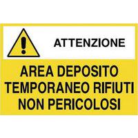 Cartello di pericolo - Area deposito temporaneo rifiuti non pericolosi - Rigido