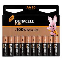 Pila alcalina AA Plus 100% - 20 unità - Duracell