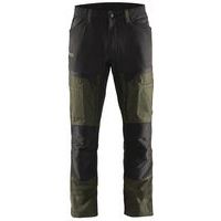 Pantaloni da lavoro stretch verde oliva/nero con tasca A4 per tablet