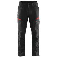 Pantaloni da lavoro stretch nero/rosso con tasca A4 per tablet