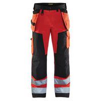 Pantaloni per artigiano ad alta visibilità rosso fluorescente/nero