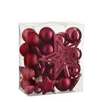 Palla per albero di Natale infrangibile rosso 40 pz - 8 cm