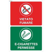 Cartello di divieto - Vietato fumare Ecigarettes permesse- verticale
