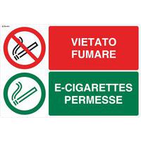 Cartello di divieto - Vietato fumare E-cigarettes permesse Orizzontale
