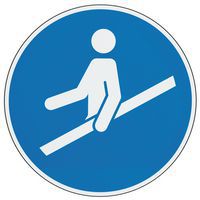 Cartello d'obbligo Usare il corrimano - PVC - Manutan Expert