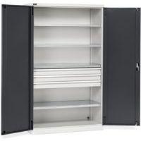 Armadio con ante a battente Perform 3 cassetti - 1193x555x2000 mm - Fami