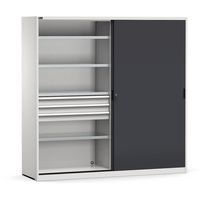 Armadio ad ante scorrevoli, 3 cassetti - 2040x600x2000 mm - Fami