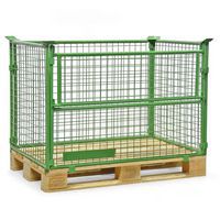 Sponda per pallet impilabile verde - 1/2 lato ribaltabile - Manutan Expert