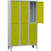 Armadio spogliatoio sovrapposto con tramezza 6 ante - larghezza 1050 mm