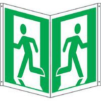 Cartello emergenza bifacciale quadrato - uscita esterno ISO