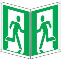 Cartello emergenza bifacciale quadrato - uscita inteno ISO