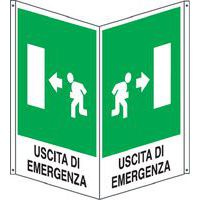 Cartello emergenza - bifacciale verticale - uscita esterno