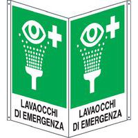 Cartello emergenza - bifacciale verticale - lavaocchi