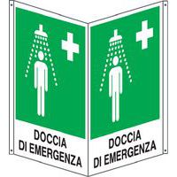 Cartello emergenza - bifacciale verticale - doccia emergenza