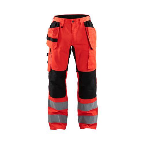 Pantalone alta visibilità stretch rouge fluo noir - Blåkläder