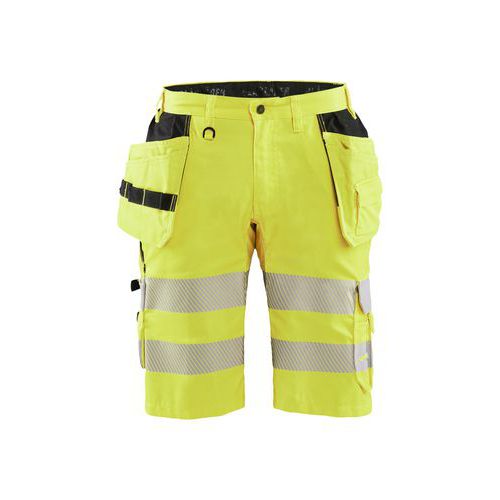 Pantalone realizzato in alta visibilità con tessuto elastico in colore neon e flessibile con sezioni elastiche