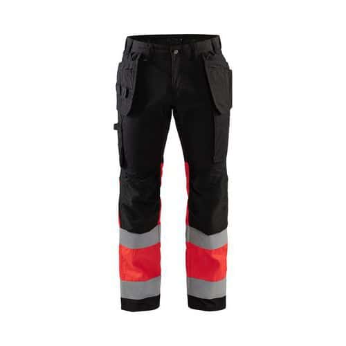 Pantalone alta visibilità stretch noir rouge fluo - Blåkläder