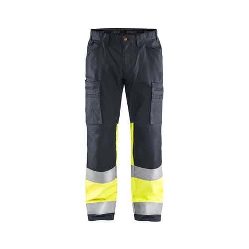Pantalone alta visibilità elasticizzato grigio medio giallo fluo - Blåkläder