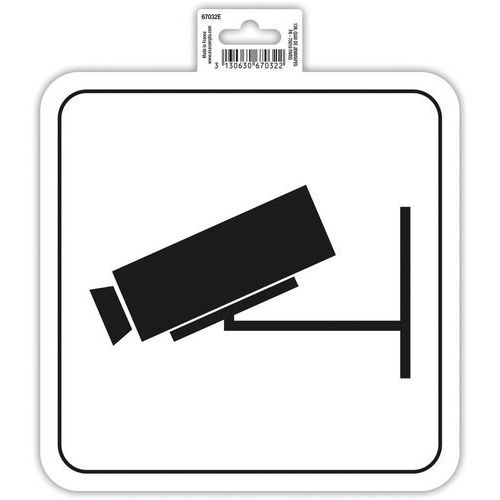 Cartello adesivo videosorveglianza 20 cm bianco - Exacompta