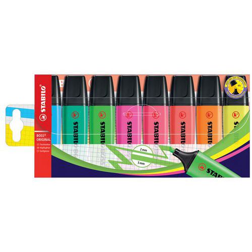 Astuccio da 8 evidenziatori Boss Original - Colori assortiti fluo - Stabilo