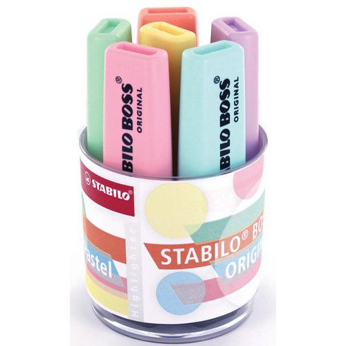 Portapenne da 6 evidenziatori Boss Original - Colori assortiti pastello - Stabilo