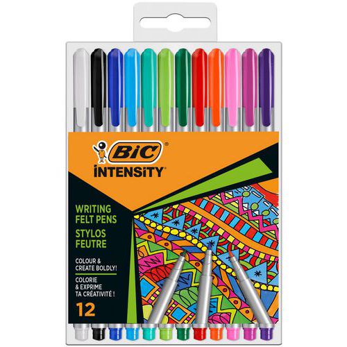 Penna con punta in feltro Intensity corpo metallizzato - Colori assortiti - BIC