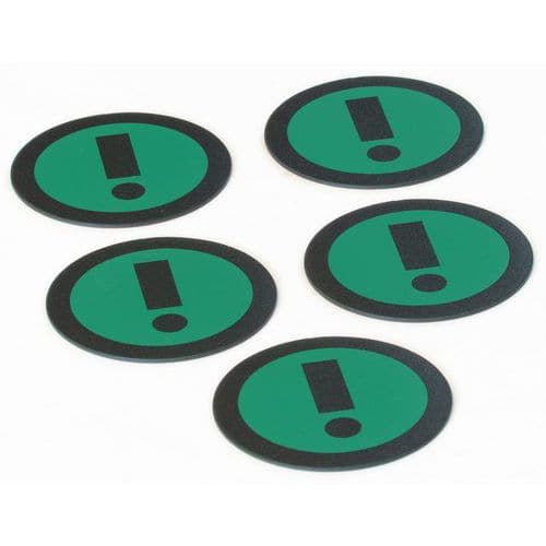Kit di 5 magneti verdi con simbolo di attenzione - Smit Visual
