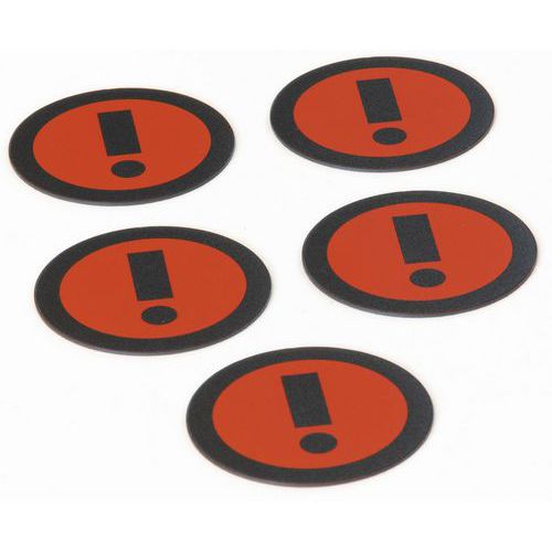 Kit di 5 magneti rossi con simbolo di attenzione - Smit Visual