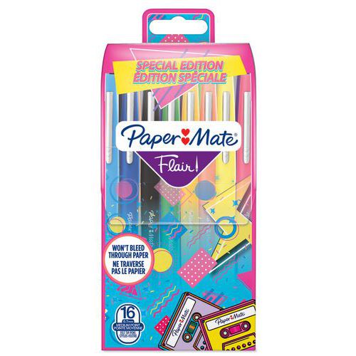 Penna con punta in feltro Flair Retro Trends - 16 colori assortiti - Paper Mate