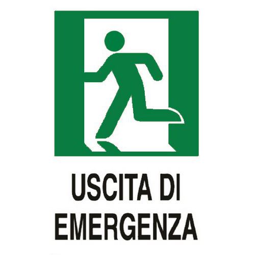 Cartello di emergenza - Uscita di emergenza a sinistra