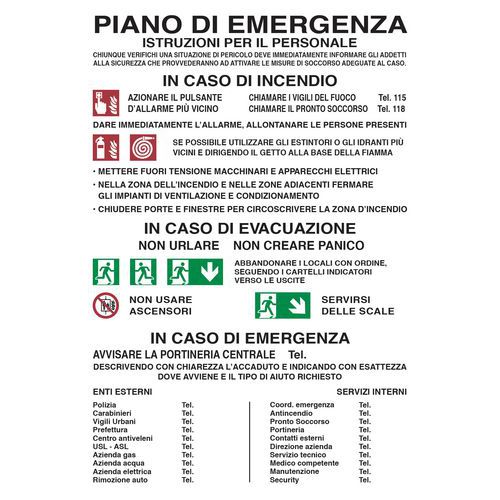 Cartello di indicazione - Piano di emergenza
