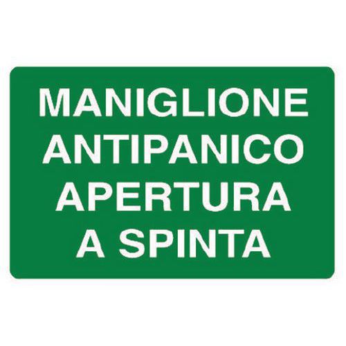 Cartello di emergenza - Maniglione antipanico apertura a spinta Cartello di emergenza - Maniglione antipanico apertura a spinta