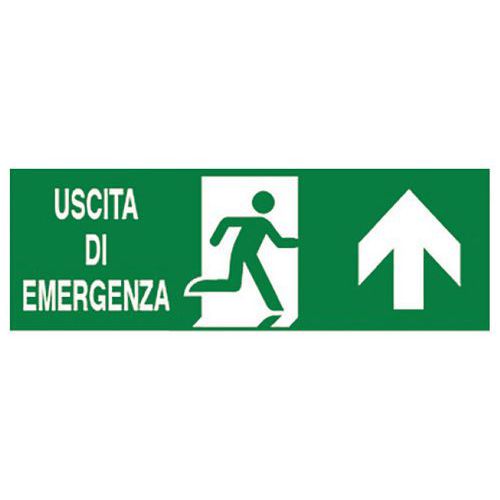 Cartello di emergenza - Uscita di emergenza avanti (con scritta)
