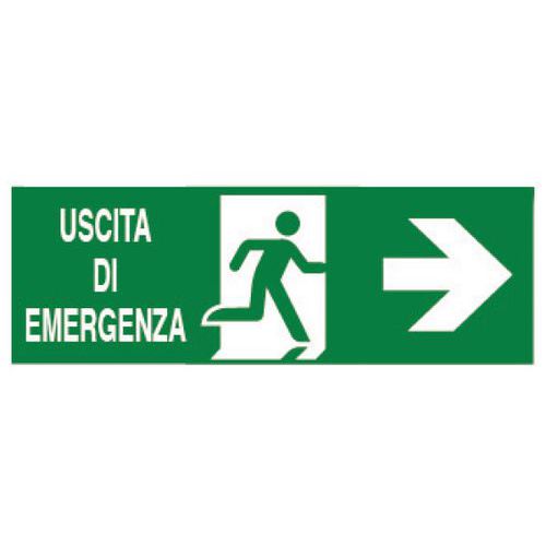 Cartello di emergenza - Uscita di emergenza a destra (con scritta)