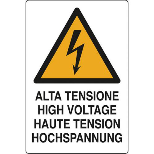 Cartello si pericolo - Alta tensione - High voltage - Haute tension - Hochspannung
