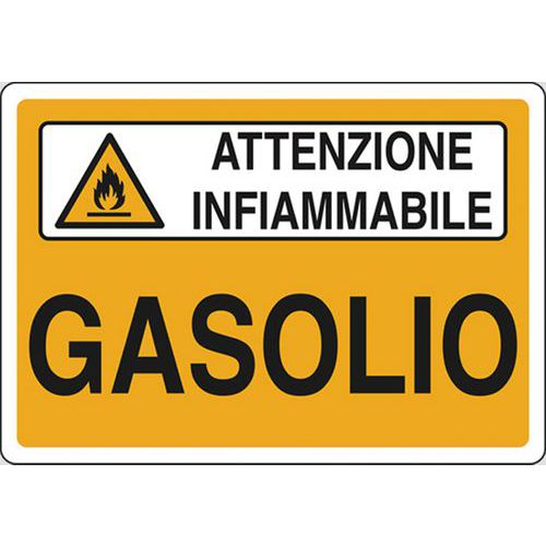 Cartello di pericolo - Gasolio Attenzione infiammabile