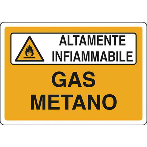 Cartello di pericolo - Gas metano Altamente infiammabile