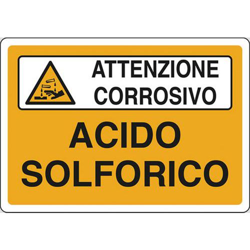 Cartello di pericolo - Acido solforico Attenzione corrosivo