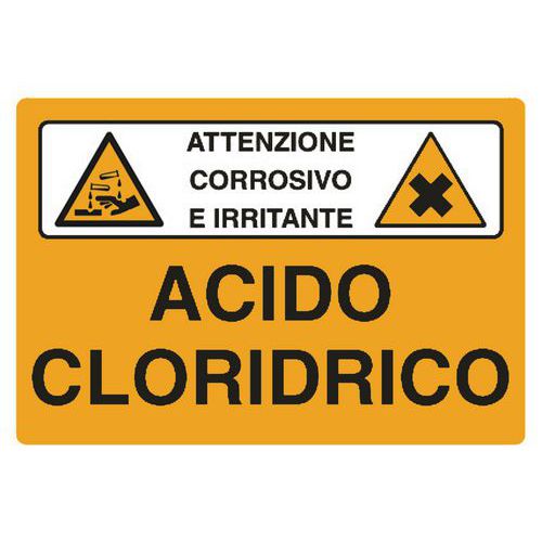 Cartello di pericolo - Acido cloridrico Attenzione corrosivo e irritante