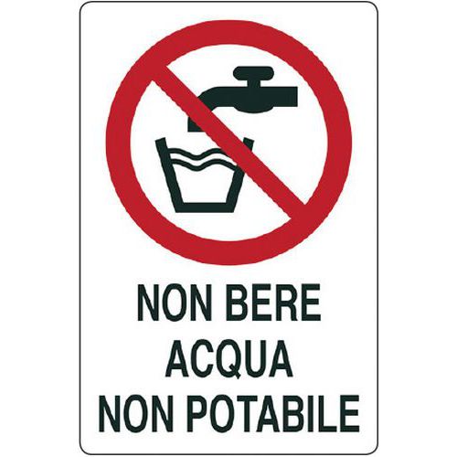 Cartello di divieto - non bere acqua non potabile