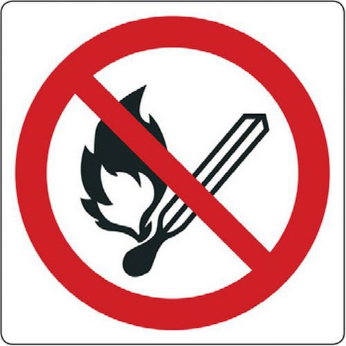 Cartello di divieto - vietato l'uso di fiamme libere