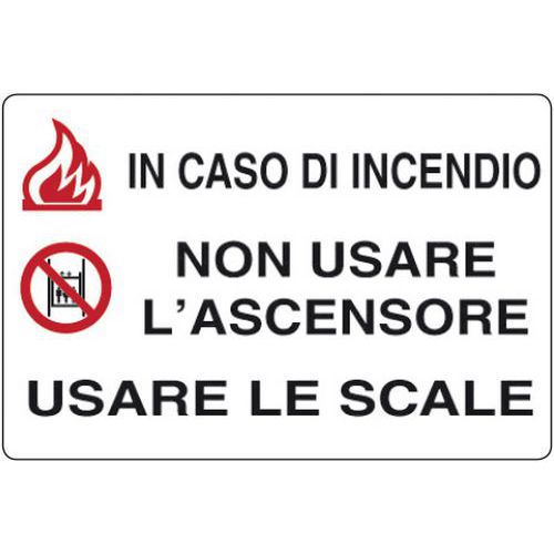 Cartello antincendio - Non usare l'ascensore in caso di incendio