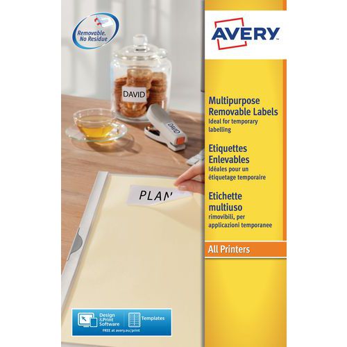 Etichetta bianca riposizionabile Avery - Per stampanti laser / a getto d'inchiostro e fotocopiatrici