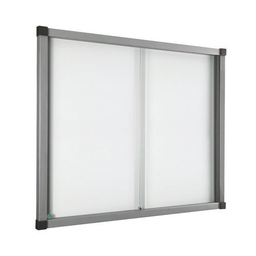 Bacheca per interni Cube - Fondo in alluminio - Anta in vetro di sicurezza