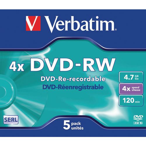 DVD-RW riscrivibili 4X- lotto da 5 Verbatim