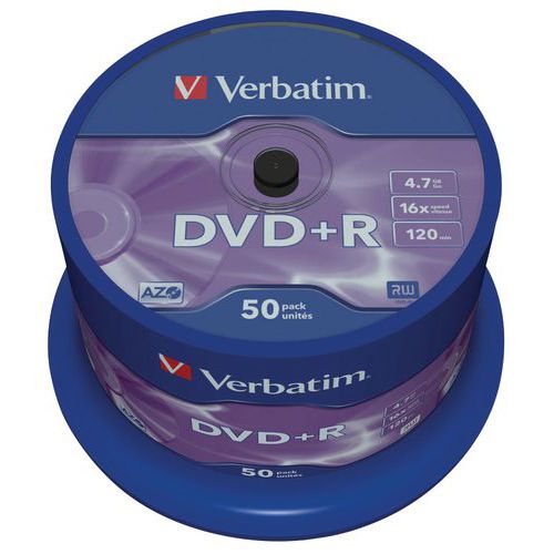 DVD+R 16X argento opaco - Lotto da 25 e 50 - Verbatim