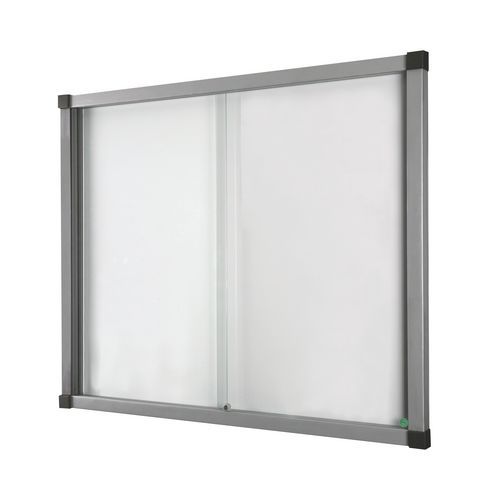 Bacheca per interni Cube - Fondo in alluminio - Anta in vetro di sicurezza