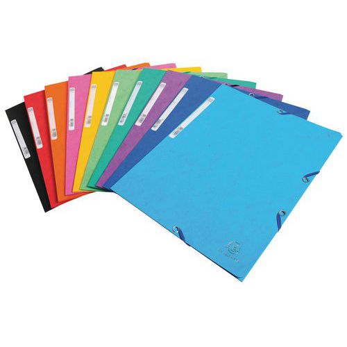 Cartellina con elastici in cartoncino lucido 3 lembi - Colori assortiti - Confezione da 50