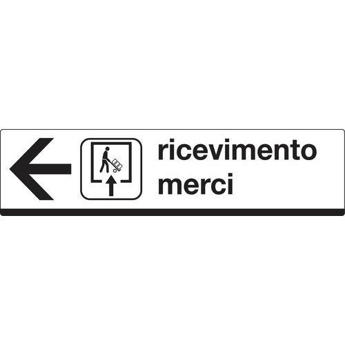 Cartello di indicazione - Ricevimento merci (con freccia a sinistra)